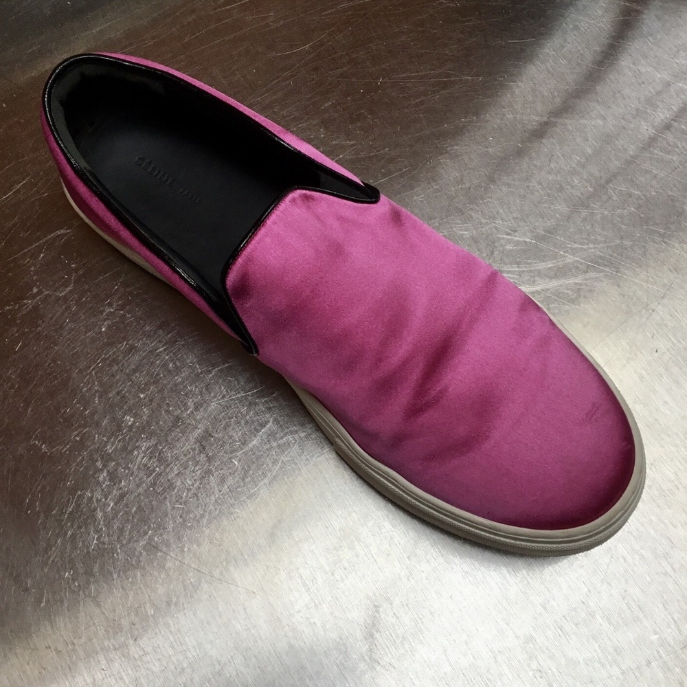 CELINE Fuchsia Pink Duchess Satin SLIP-ON Sneakers - Picture 5 of 7